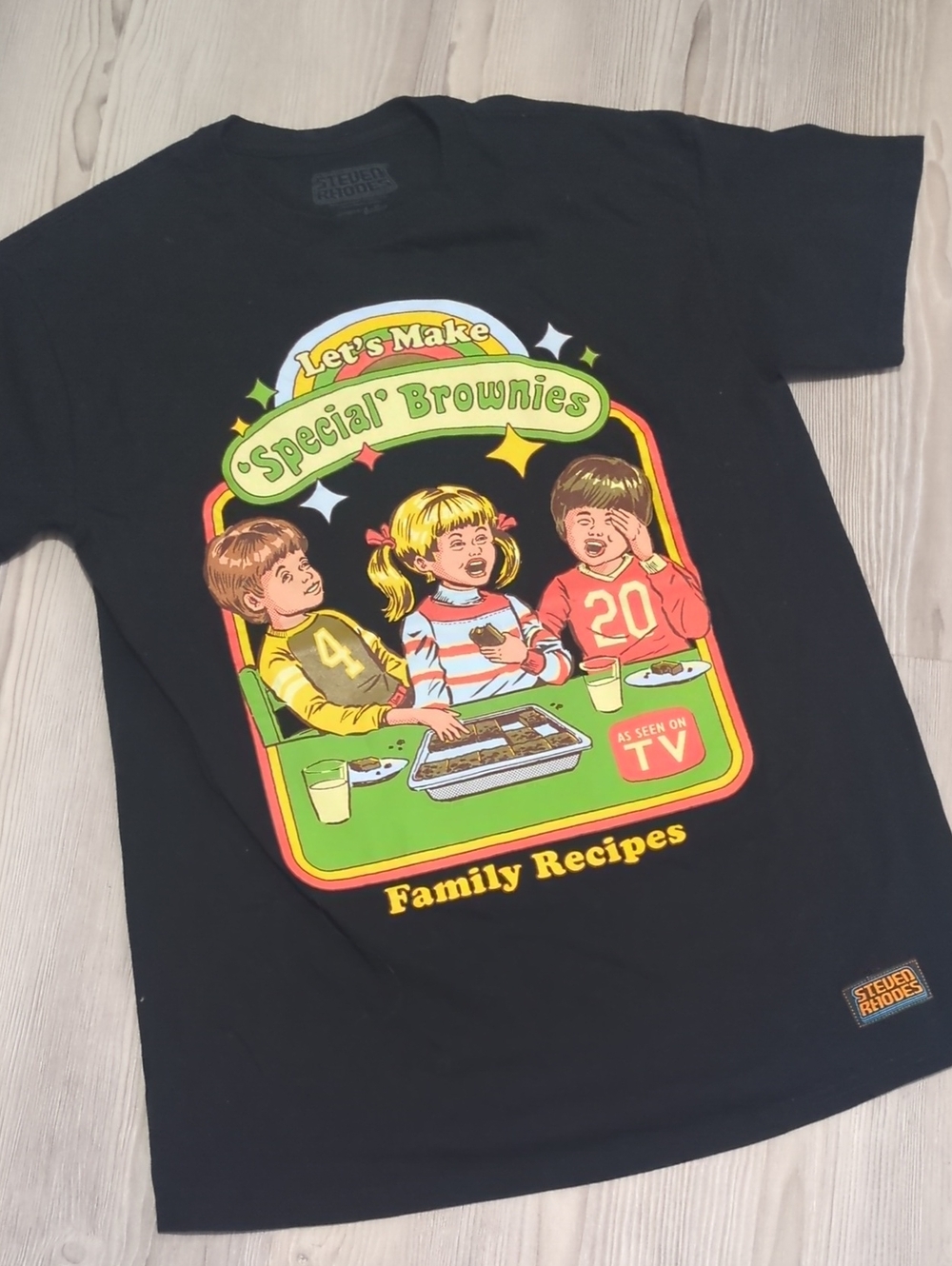 Steven Rhodes Special Brownies Retro Graphic T-Shirt Black Medium